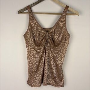 Ruby Ribbon Gold Lace Wireless Camisole Tank Top